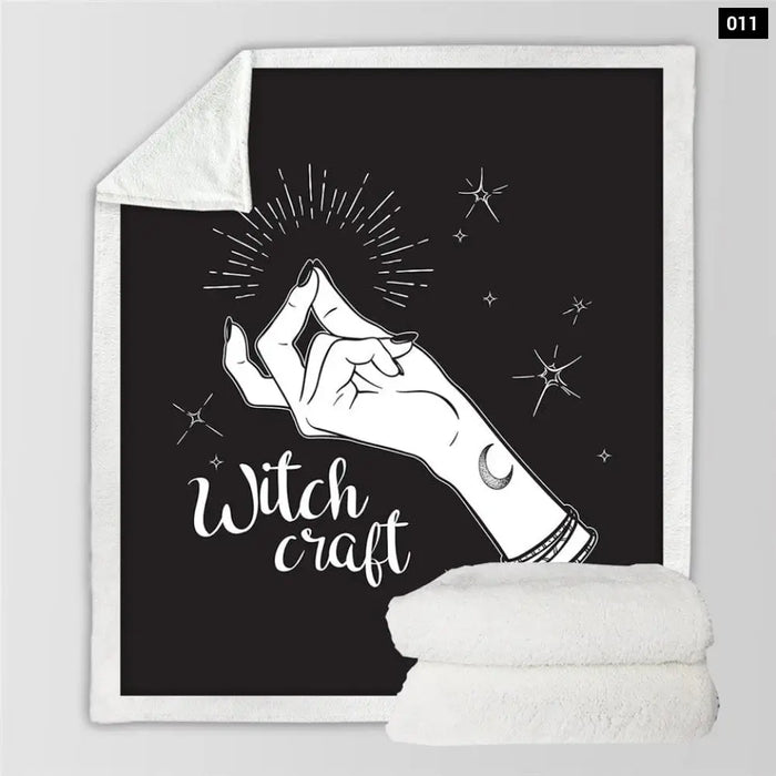 Witchcraft Plush Blanket Magic Skull Bedding Graphic Star