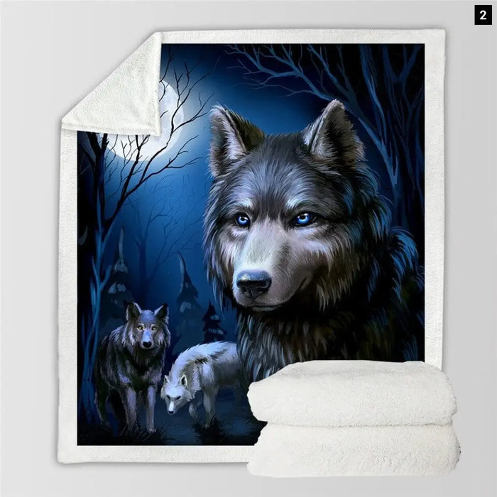 Wolf Sherpa Blanket Animal Wolves Custom Forest 3d Printed