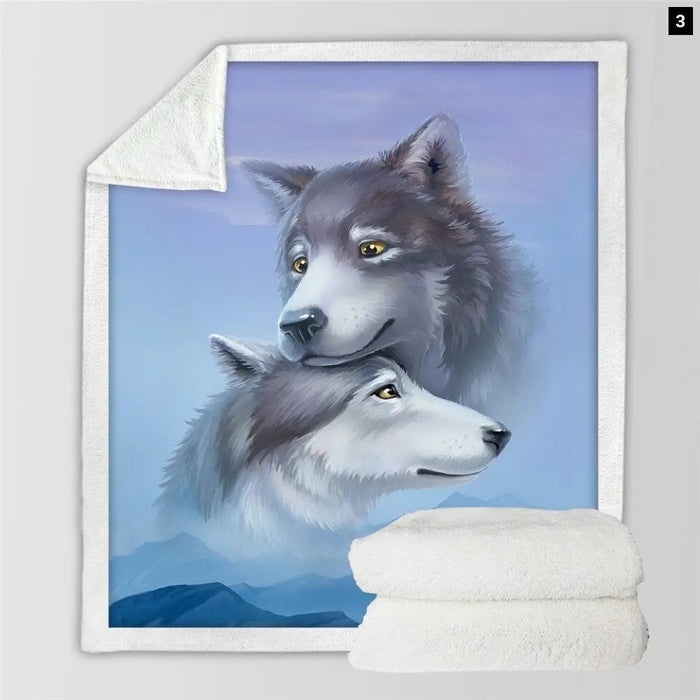 Wolf Sherpa Blanket Animal Wolves Custom Forest 3d Printed