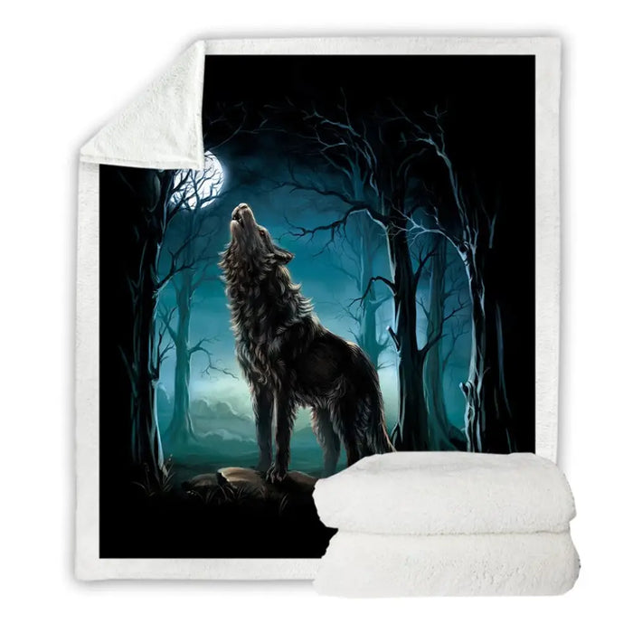 Wolf Sherpa Blanket Animal Wolves Custom Forest 3d Printed