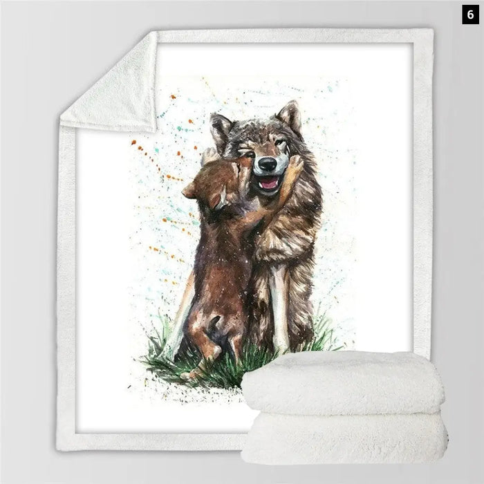 Wolf Sherpa Blanket Animal Wolves Custom Forest 3d Printed