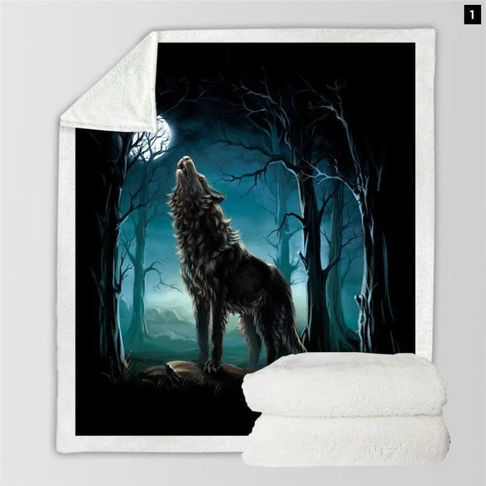 Wolf Sherpa Blanket Animal Wolves Custom Forest 3d Printed