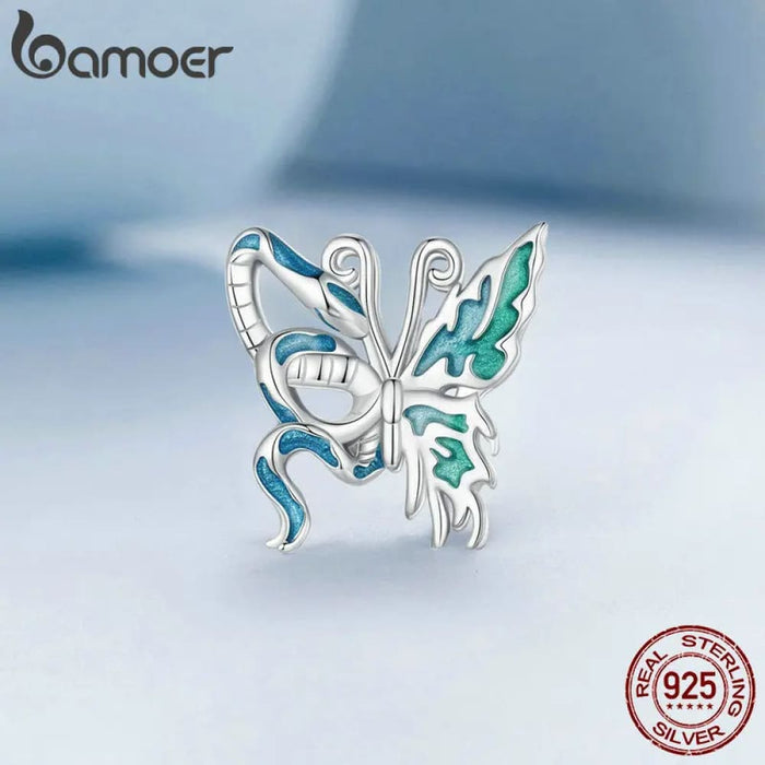 Womens 925 Sterling Silver Animal Pendant Beads, Snake And Butterfly Enamel Process Charms Compatible With 'S Bracelet