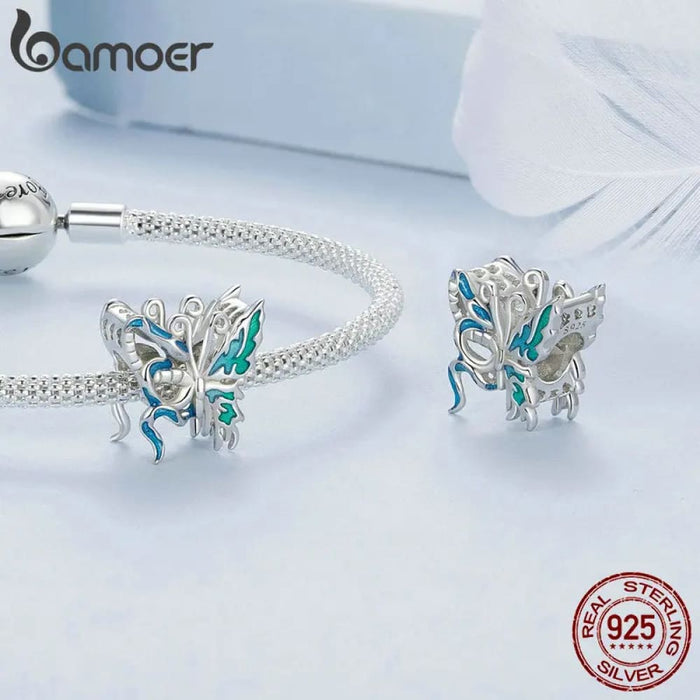 Womens 925 Sterling Silver Animal Pendant Beads, Snake And Butterfly Enamel Process Charms Compatible With 'S Bracelet