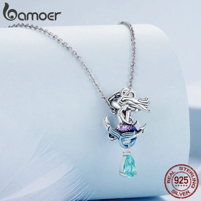 Womens 925 Sterling Silver Blue Enamel Mermaid Charms