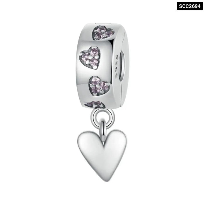 Womens 925 Sterling Silver Charm Spiritual Heart Infinity Pendant Fits Charm Bracelets, 925 Sterling Silver Lucky Charm