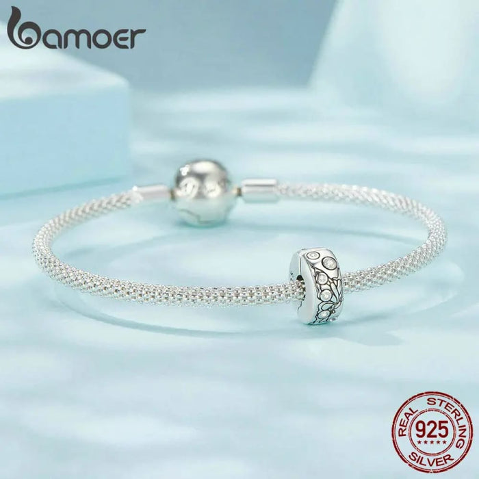 Womens 925 Sterling Silver Clip Spacer Charm Bracelet Pave Cubic Zirconia Clip Lock Spacer Stopper Butterfly Charm Bead