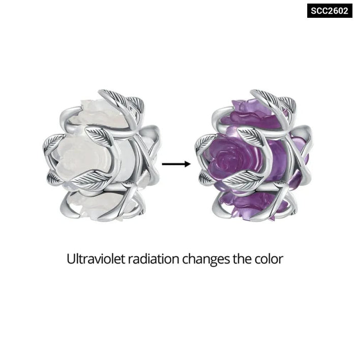 Womens 925 Sterling Silver Colour Changeable Flower Beads