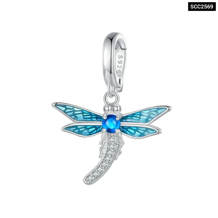 Womens 925 Sterling Silver Dainty Dragonfly Pendant Charms