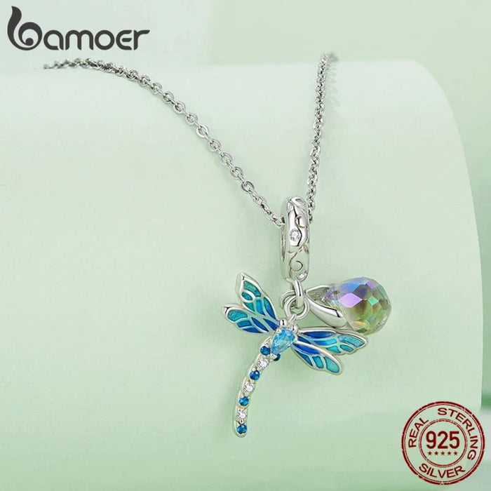 Womens 925 Sterling Silver Dainty Dragonfly Pendant Charms