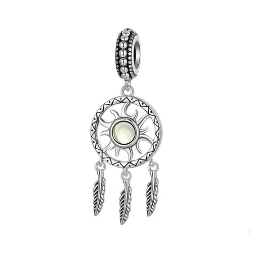 Womens 925 Sterling Silver Dream Catcher Pendant Charms Sun