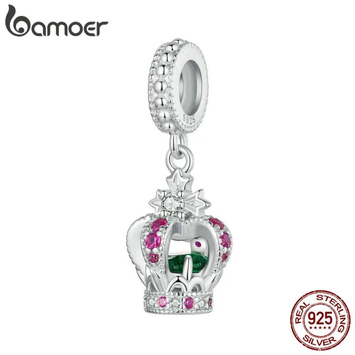 Womens 925 Sterling Silver Exquisite Princess Crown Charm