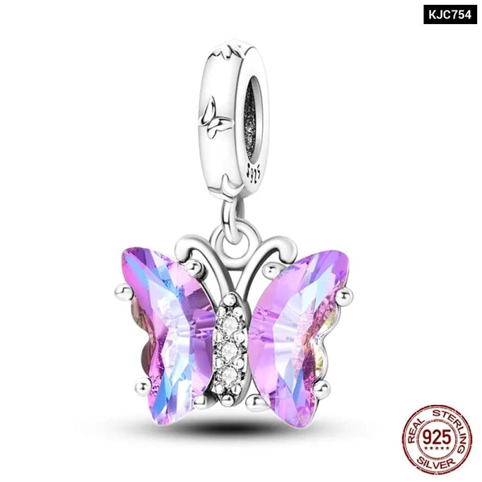 Womens 925 Sterling Silver Fantasy Flying Dragon Mysterious Butterfly Charms Pendants Fit Pandora Bracelets Diy Jewellery