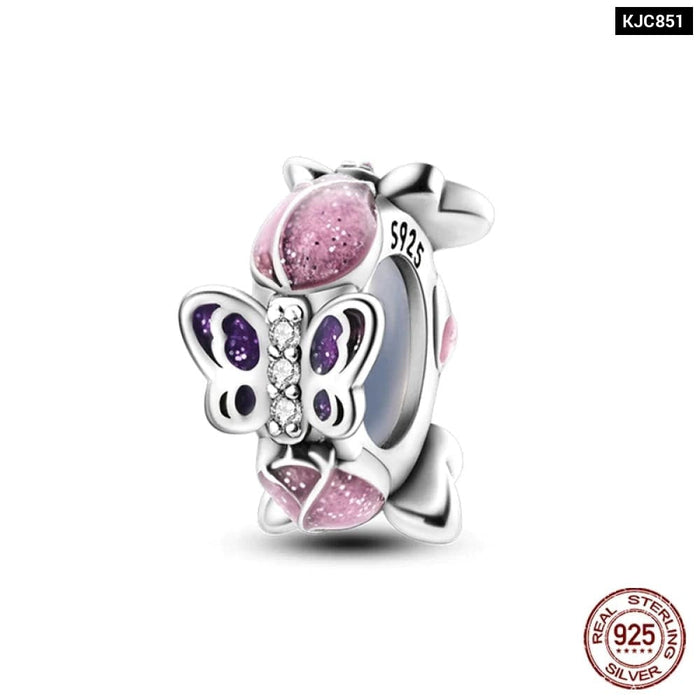 Womens 925 Sterling Silver Fantasy Flying Dragon Mysterious Butterfly Charms Pendants Fit Pandora Bracelets Diy Jewellery