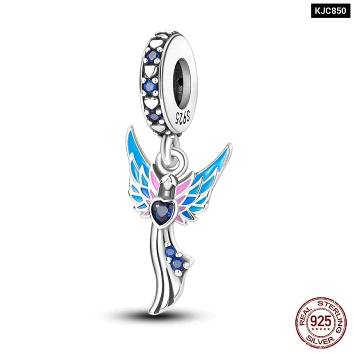 Womens 925 Sterling Silver Fantasy Flying Dragon Mysterious Butterfly Charms Pendants Fit Pandora Bracelets Diy Jewellery