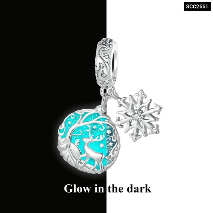 Womens 925 Sterling Silver Glow-In-The-Dark Firefly Hanging Beads Luminous Insect Charms Original Bracelet And Bangle