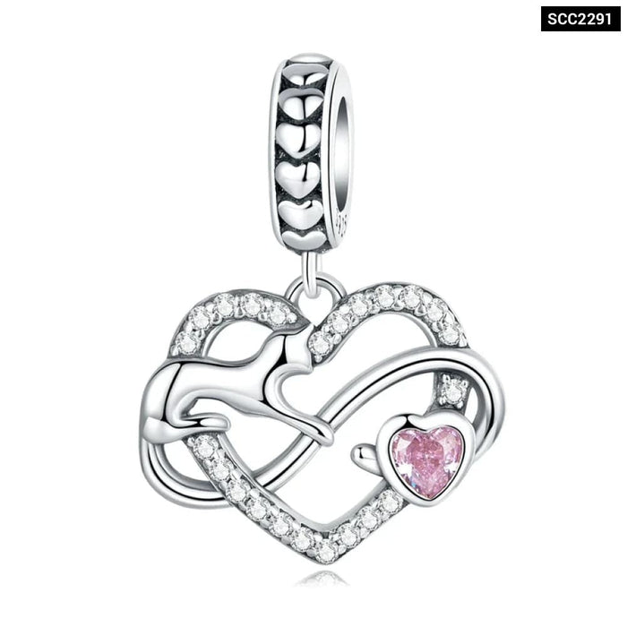 Womens 925 Sterling Silver Heart-Shape Charm Beads Fit Original Charm Bracelet Inlaid Zircon Colourful Pendants Diy Accessories