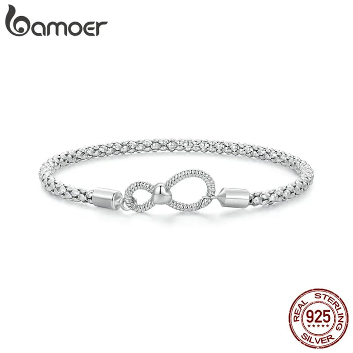 Womens 925 Sterling Silver Infinite Love Basic Bracelet Platinum Plated Valentine'S Day Gift Scb260