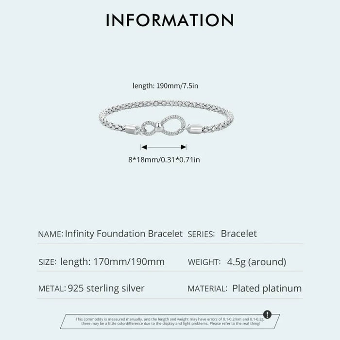 Womens 925 Sterling Silver Infinite Love Basic Bracelet Platinum Plated Valentine'S Day Gift Scb260