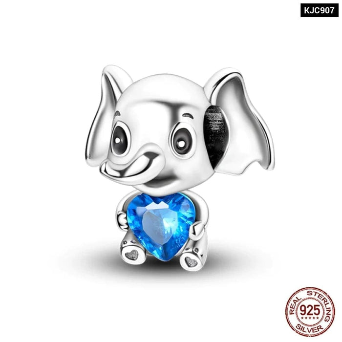 Womens 925 Sterling Silver Lovely Animal Cat Squirrel Penguin Heart Zircon Charms Beads Fit Pandora Bracelets Fine Diy Jewellery