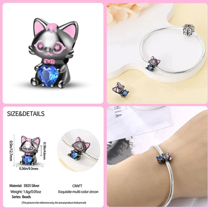 Womens 925 Sterling Silver Lovely Animal Cat Squirrel Penguin Heart Zircon Charms Beads Fit Pandora Bracelets Fine Diy Jewellery