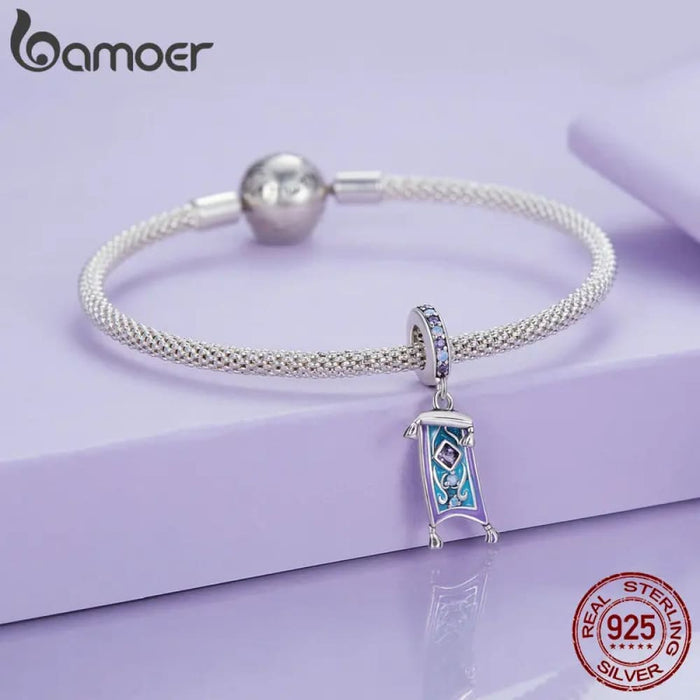 Womens 925 Sterling Silver Moonlight Castle Bead Magic Carpet Pendant Lamp Charm Bracelet Diy Fine Jewellery Gift