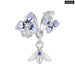 Womens 925 Sterling Silver Pansy Pendant Charms Heart