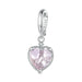 Womens 925 Sterling Silver Pink Heart Hanging Beads