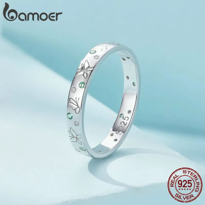 Womens 925 Sterling Silver Season Series Sea Wave Finger Ring Butterfly Ring Leaf Band Birthday Gift Fine Jewellery