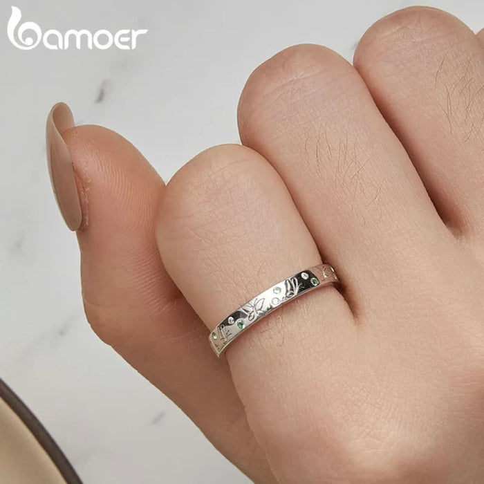 Womens 925 Sterling Silver Season Series Sea Wave Finger Ring Butterfly Ring Leaf Band Birthday Gift Fine Jewellery