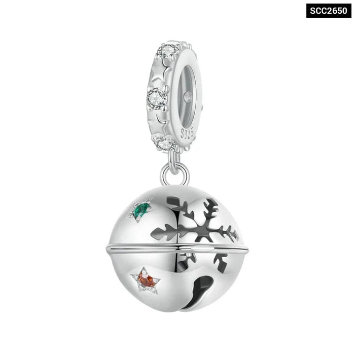 Womens 925 Sterling Silver Snowman Beads Christmas Bell Charms Bracelet Diy Accessories Christmas Gift Fine Jewellery