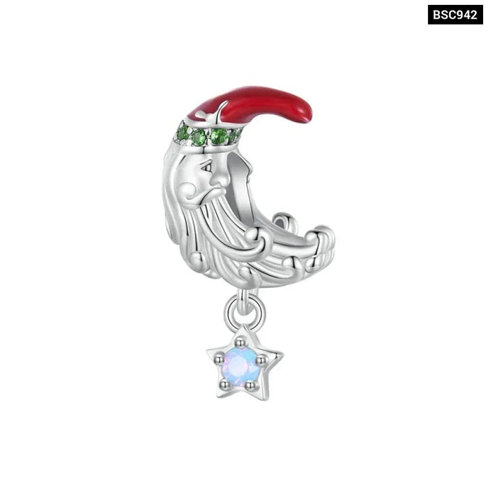 Womens 925 Sterling Silver Snowman Beads Christmas Bell Charms Bracelet Diy Accessories Christmas Gift Fine Jewellery