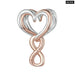 Womens 925 Sterling Silver Two-tone Heart Beads Rose Gold