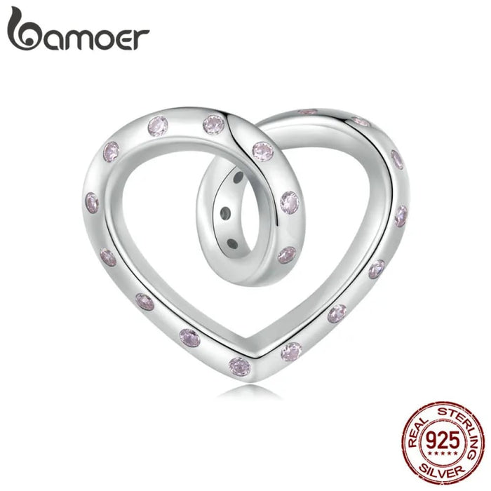 Womens 925 Sterling Silver Twisted Heart Charms Infinite Love Beads Bracelet & Bangle Diy Fine Jewellery