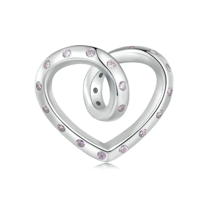 Womens 925 Sterling Silver Twisted Heart Charms Infinite Love Beads Bracelet & Bangle Diy Fine Jewellery