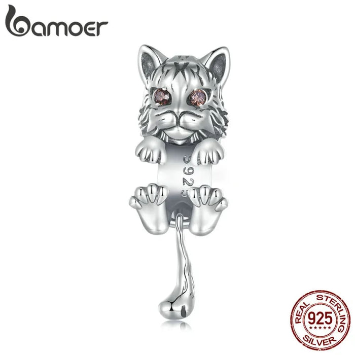 Womens 925 Sterling Silver Vivid Lynx Charms Cat Beads Bracelet & Necklace Making Fine Jewellery Scc2633