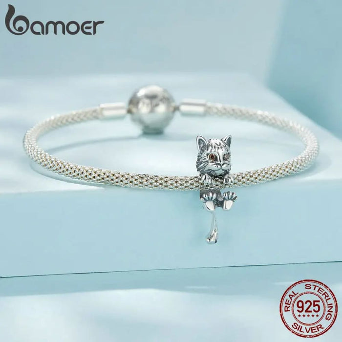 Womens 925 Sterling Silver Vivid Lynx Charms Cat Beads Bracelet & Necklace Making Fine Jewellery Scc2633