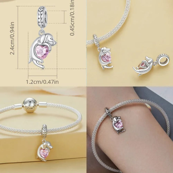 Womens 925 Sterling Silver Vivid Cat Pendant Charms Cute Animal Charms Bracelet & Bangle Diy Fine Jewellery