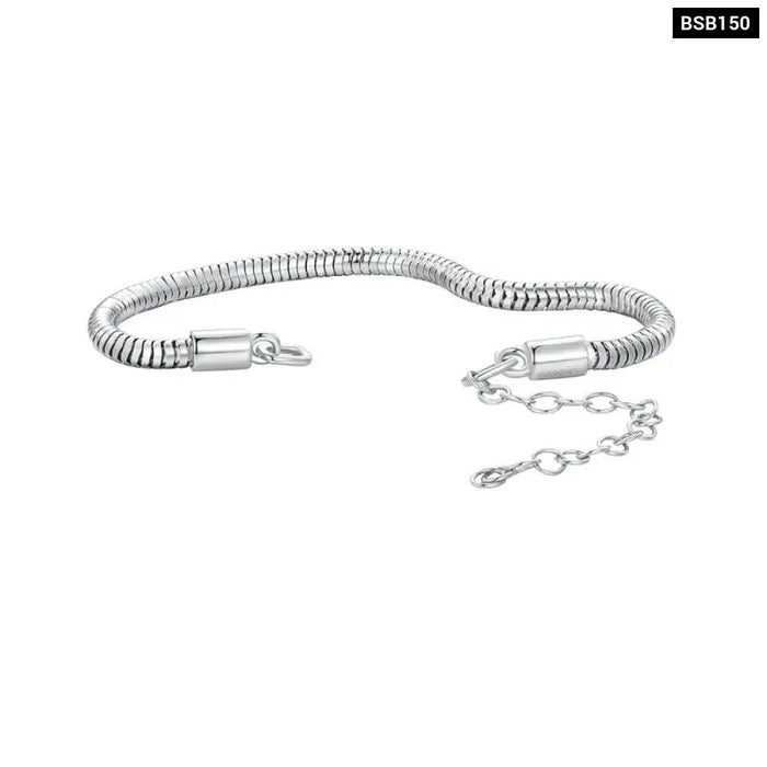 Womens Authentic 925 Sterling Silver Snake Charm Chain With 4 Style Lobster Clasp Diy Charm Bracelets Bsb148