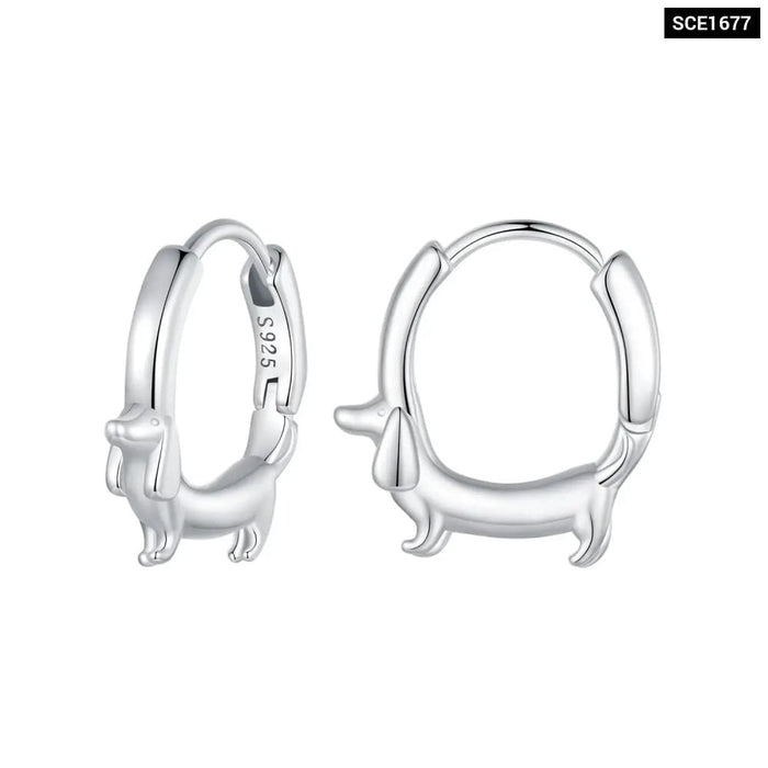 Womens Dachshund Hoop Earrings 925 Sterli Sterling Silver Animal Huggie Hoop Earrings Jewellery Gifts Sensitive Ears