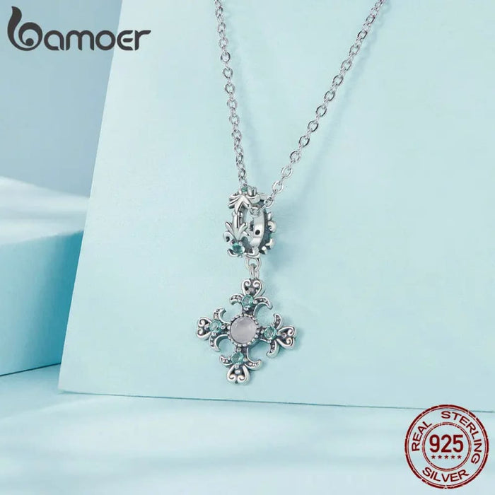 Womens Iris Cross Charm 925 Sterling Silver Cross Pendant Flower Initial Pendant Fit Charm Bracelet Christmas Diy