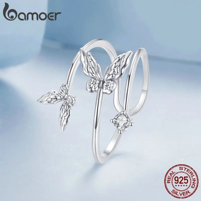 Womens Solid 925 Sterling Silver Butterfly Adjustable Open Ring Anniversary Birthday Jewellery Gifts