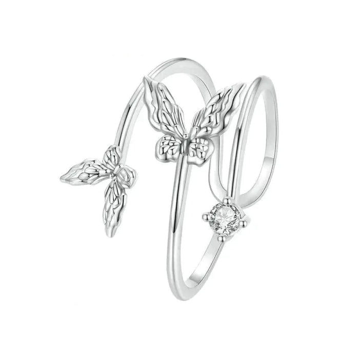 Womens Solid 925 Sterling Silver Butterfly Adjustable Open Ring Anniversary Birthday Jewellery Gifts
