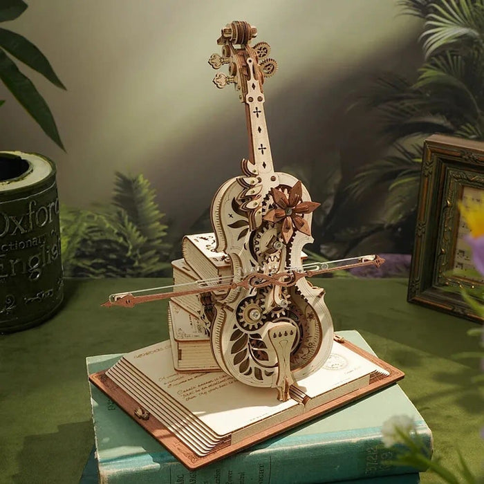 3D Wooden Puzzle Magic Cello Mechanical Music Box Moveable Stem Funny Creative Toys For Child