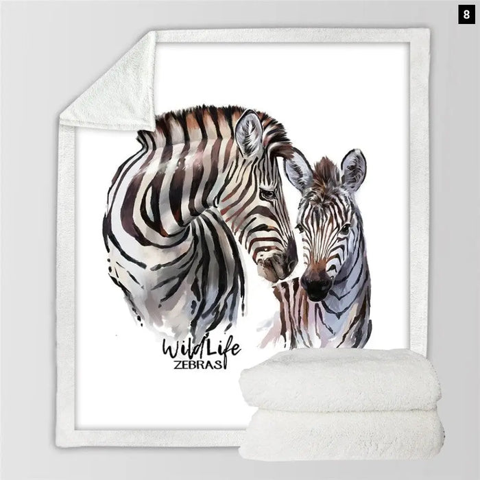 Zebra Throw Blanket 3d Printed Plush Bedspread Animal Soft