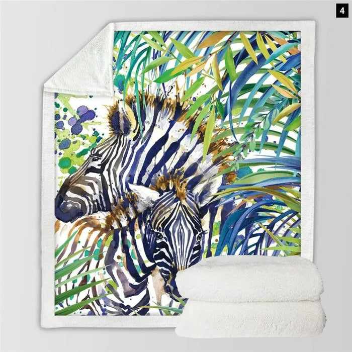 Zebra Throw Blanket 3d Printed Plush Bedspread Animal Soft