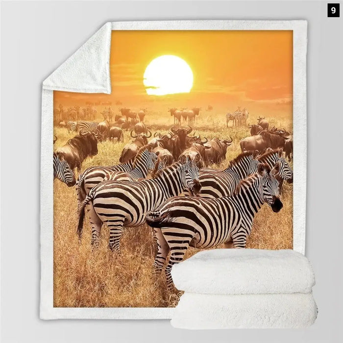 Zebra Throw Blanket 3d Printed Plush Bedspread Animal Soft