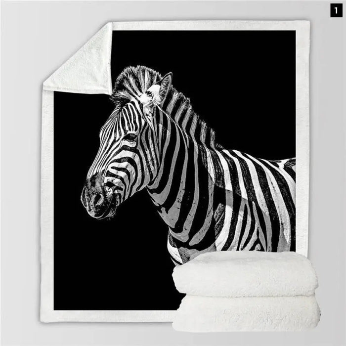 Zebra Throw Blanket 3d Printed Plush Bedspread Animal Soft