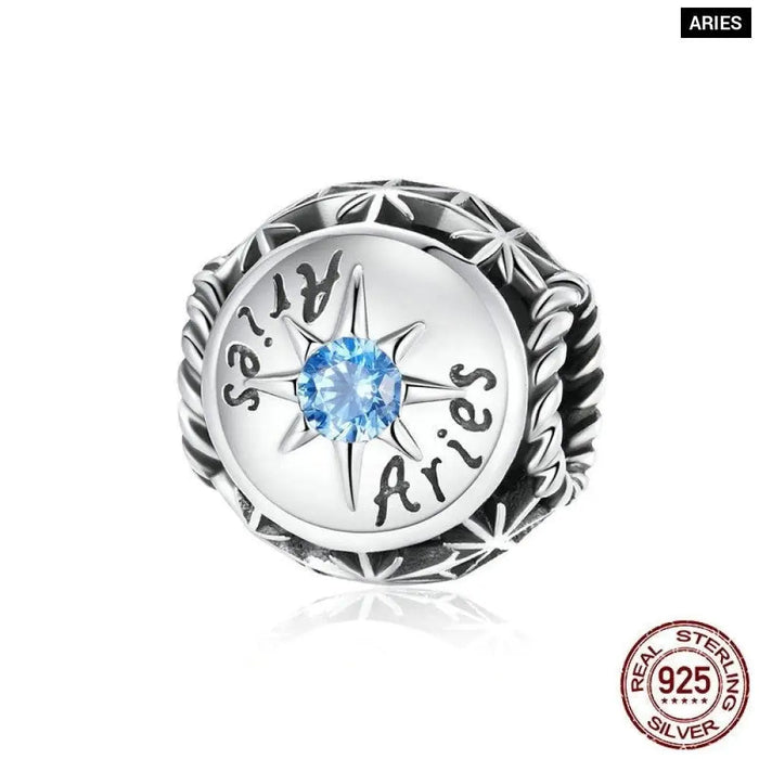 Zodiac Star Sign 925 Sterling Silver Charm Beads Fit