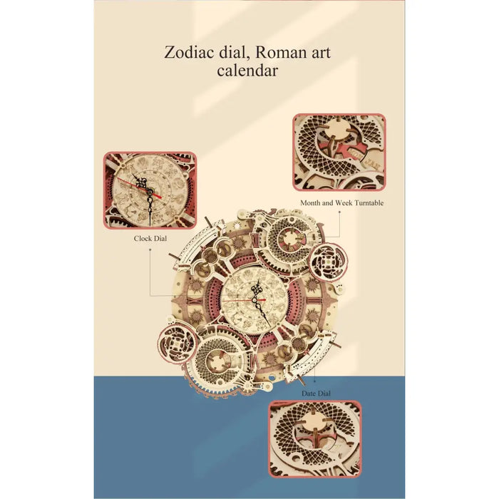 Zodiac Wall Clock Time Art 3d Wooden Puzzle Model Building